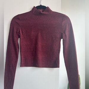 Babaton Rich Burgundy Textured Long Sleeve Top